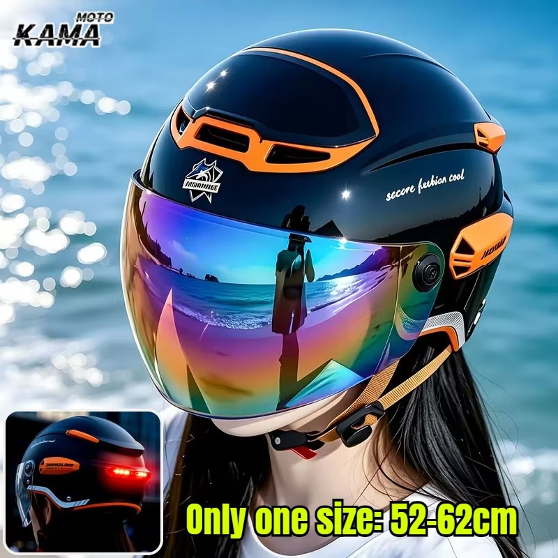 Dual Visor Motorcycle Racing Helmet - Capacete de Motocicleta Vintage de Verão