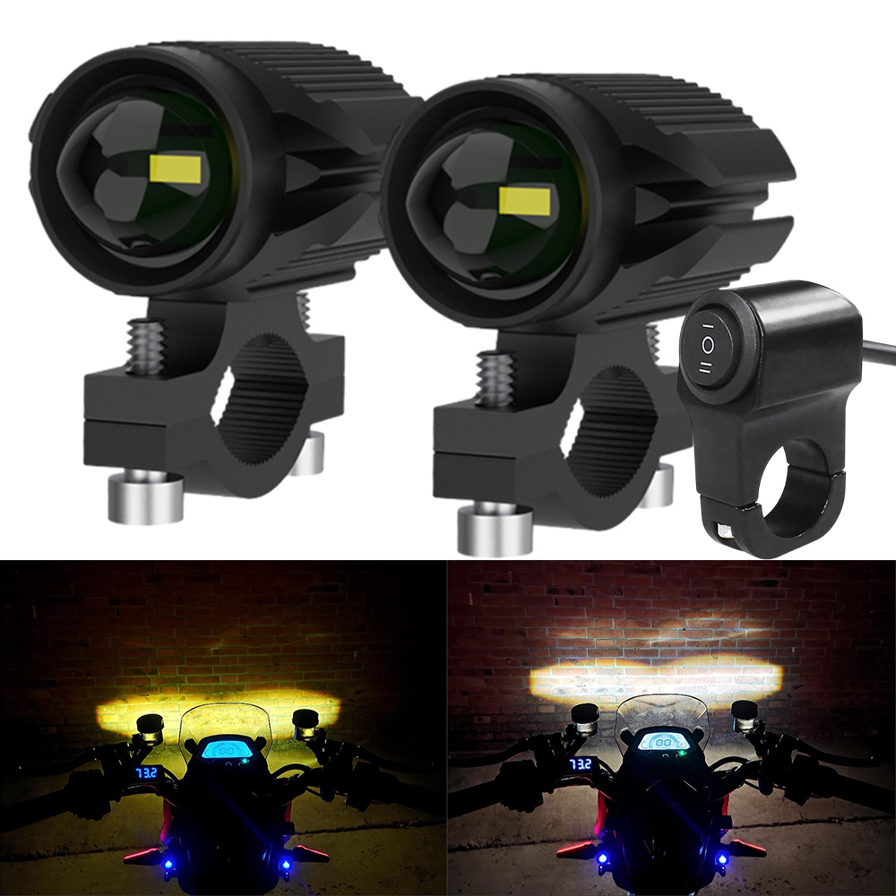 Faróis LED de duas cores para  - Universal Motorcycle Led Headlight Projector avaliação e preço
